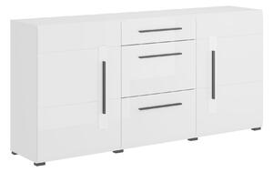Komód Ophsalu 108, Laminált forgácslap, 86x180x39cm, Fehér, Fényes fehér