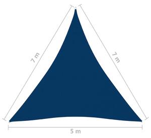 VidaXL kék háromszögű oxford-szövet napvitorla 5 x 7 x 7 m