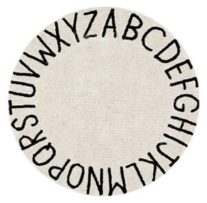 Krémszínű mosható kézi szövésű pamut gyerek szőnyeg ø150 cm ABC Natural Black – Lorena Canals