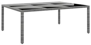 Szürke polyrattan és edzett üveg kerti asztal 200 x 150 x 75 cm