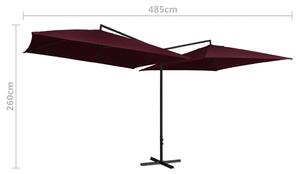 VidaXL bordó dupla napernyő acélrúddal 250 x 250 cm