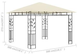 VidaXL krémszínű pavilon szúnyoghálóval 3 x 3 x 2,73 m 180 g/m²