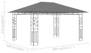 VidaXL antracitszürke pavilon szúnyoghálóval 4 x 3 x 2,73 m 180 g/m²