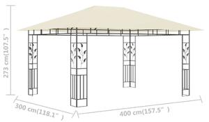 VidaXL krémszínű pavilon szúnyoghálóval 4 x 3 x 2,73 m 180 g/m²