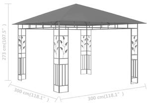 VidaXL antracitszürke pavilon szúnyoghálóval 3 x 3 x 2,73 m 180 g/m²