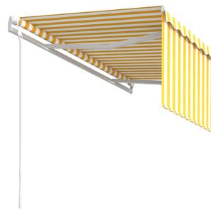 VidaXL sárga-fehér automata kihúzható napellenző redőnnyel 3 x 2,5 m