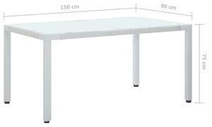 VidaXL fehér polyrattan kerti asztal 150 x 90 x 75 cm