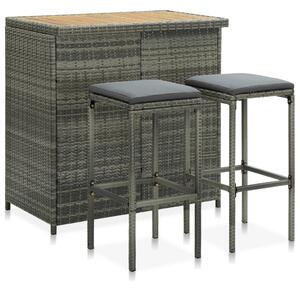3 részes szürke polyrattan bárszett
