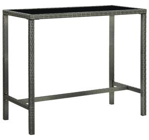 Szürke polyrattan és üveg kerti bárasztal 130 x 60 x 110 cm