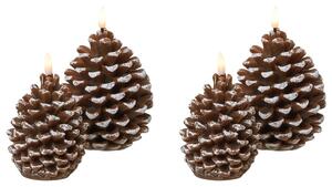 Négydarabos LED gyertya IVRESSE Fenyőtoboz 15/12 cm Barna
