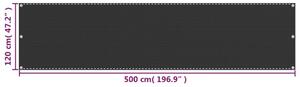VidaXL antracitszürke HDPE erkélynapellenző 120 x 500 cm
