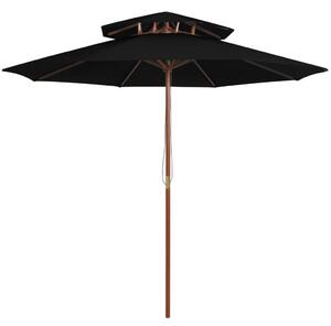 Fekete kétszintes napernyő farúddal 270 cm
