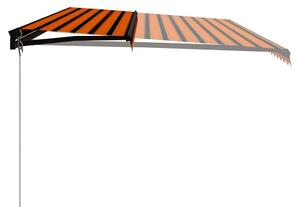 VidaXL narancs és barna kézzel kihúzható LED-es napellenző 600x300 cm