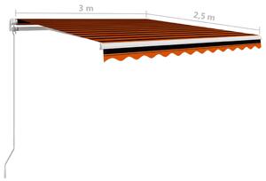 VidaXL narancs és barna kézzel kihúzható napellenző 300 x 250 cm
