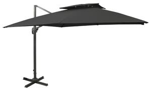 Fekete dupla tetejű konzolos napernyő 300 x 300 cm