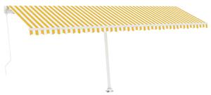 VidaXL sárga-fehér kézzel kihúzható póznás napellenző 600 x 350 cm