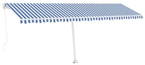 VidaXL kék és fehér kézzel kihúzható póznás napellenző 600 x 300 cm