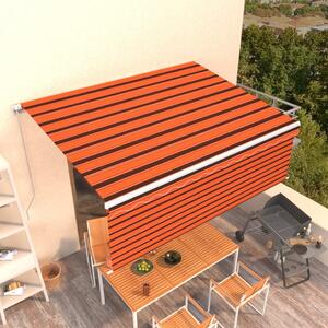 VidaXL narancssárga-barna kihúzható napellenző redőnnyel 4x3 m