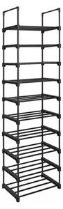 TUBE halmozható cipőállvány, 10 polc, 45x30x174cm, fekete SongmicsHome
