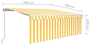 VidaXL sárga-fehér kézzel kihúzható LED-es napellenző redőnnyel 4x3 m