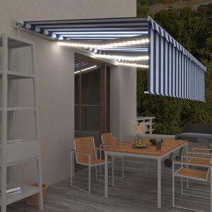 VidaXL kék és fehér kihúzható LED-es napellenző redőnnyel 6 x 3 m
