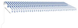 VidaXL kék és fehér kézzel kihúzható póznás napellenző 500 x 300 cm