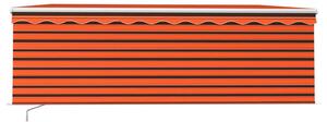 VidaXL narancssárga-barna kézzel kihúzható LED-es napellenző 4 x 3 m