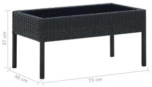 VidaXL fekete polyrattan kerti asztal 75 x 40 x 37 cm