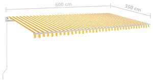 VidaXL sárga és fehér kézi napellenző 600 x 350 cm