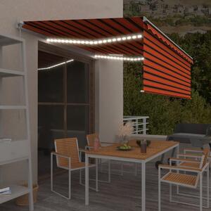 VidaXL narancssárga-barna kézzel kihúzható LED-es napellenző 4 x 3 m