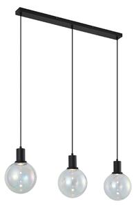 Design függőlámpa fekete szivárványos üveggel, téglalap alakú, 3-lámpás - Mallon