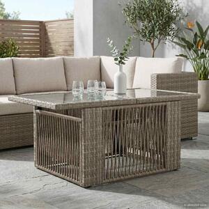 VidaXL Kerti Asztal Szürke 100 x 55 x 37 cm PE Rattan és Üveg