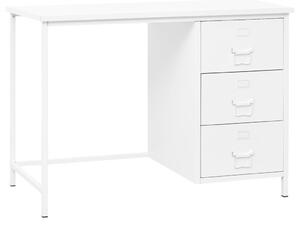 Fehér acél ipari stílusú íróasztal fiókokkal 105 x 52 x 75 cm