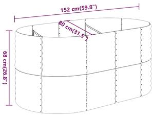 VidaXL szürke porszórt acél kerti magaságyás 152x80x68 cm