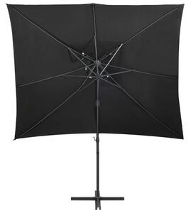 VidaXL fekete dupla tetejű konzolos napernyő 250 x 250 cm
