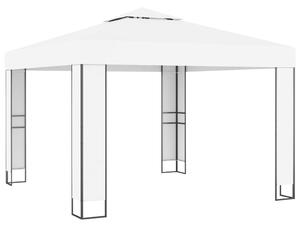 VidaXL fehér dupla tetős pavilon LED fényfüzérrel 3 x 3 m