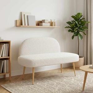 VidaXL Kárpitozott pad háttámlával Krémszínű 110 x 60 x 76 cm Bouclé