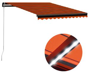 VidaXL narancs és barna kézzel kihúzható LED-es napellenző 300x250 cm