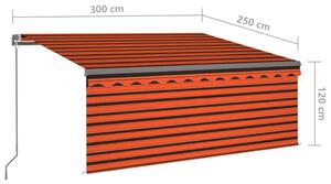 VidaXL narancs és barna kézzel kihúzható napellenző redőnnyel 3x2,5 m