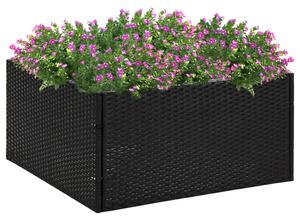 Fekete polyrattan kerti ültetőláda 80 x 80 x 40 cm