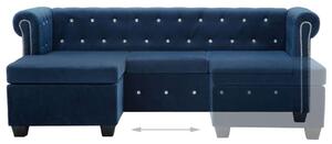 VidaXL kék L-alakú bársony Chesterfield kanapé 199 x 142 x 72 cm