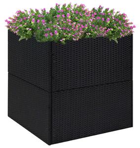 Fekete polyrattan kerti ültetőláda 80x80x80 cm