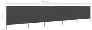 VidaXL antracitszürke szövet 5-paneles szélfogó 600 x 120 cm