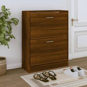 Barna tölgyszínű szerelt fa cipősszekrény 63x24x81 cm