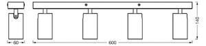 OSRAM OCTAGON fekete mennyezeti spotlámpa, 4 izzós, GU10-LED 927 dimmelhető, dimmelhető, Fekete, Nappali / Étkező, fém, Modern