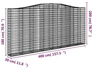 VidaXL 9 db íves horganyzott vas gabion kosár 400x30x180/200 cm