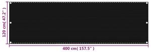 VidaXL fekete HDPE erkélytakaró 120 x 400 cm