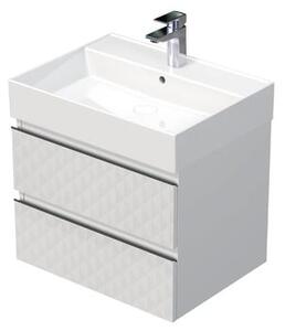 Fürdőszobaszekrény mosdóval SAT Cube Way 60x47,5x46 cm fehér matt CUBE3D46602ZBSAT