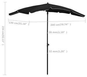 VidaXL fekete napernyő rúddal 200 x 130 cm