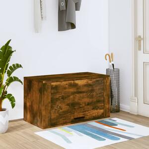 Füstös tölgy színű tömör fenyőfa fali cipőszekrény 70x35x38 cm